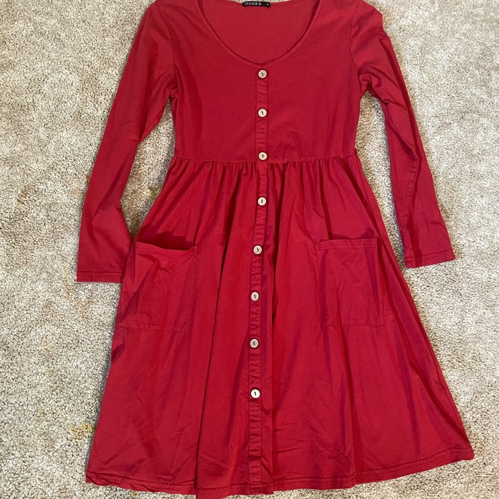 Pull on red t shirt dress